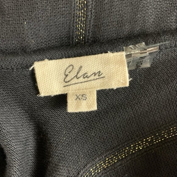 Elan Black Gold Metallic Striped Maxi Slip Dress Spaghetti Strap XS Pockets - Picture 4 of 5